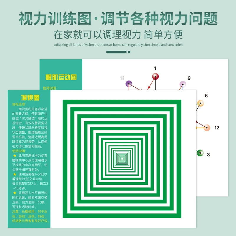 视力训练挂图眼肌运动训练图近视远视散光恢复训练矫正图眼科海报