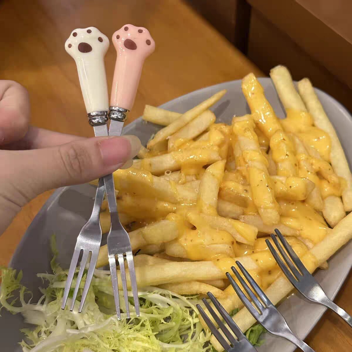 超高颜值不锈钢猫爪水果叉