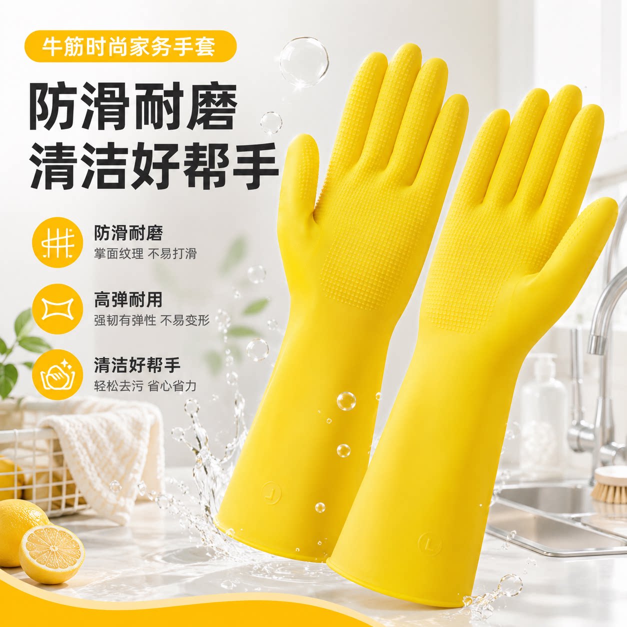 乳胶防水耐用薄款家务手套