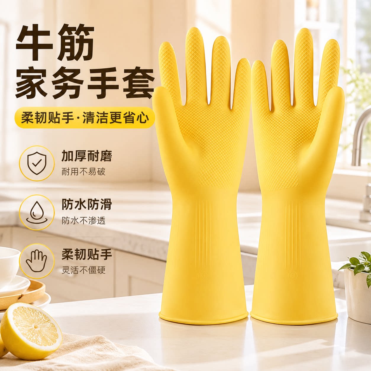 乳胶防水耐用薄款家务手套