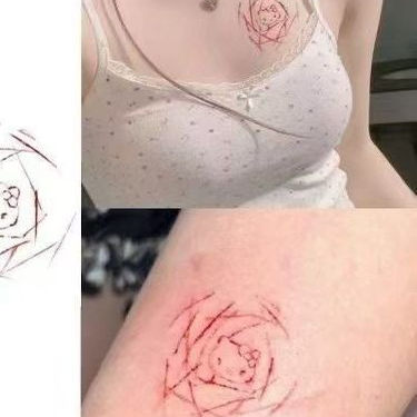 彼岸花玫瑰花纹身贴纸防水女持久手臂腿部锁骨性感辣妹高级感爆款