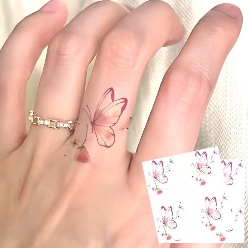 ins月亮烟花蝶彩色纹身贴小图案手腕防水不反光高颜值辣妹甜酷