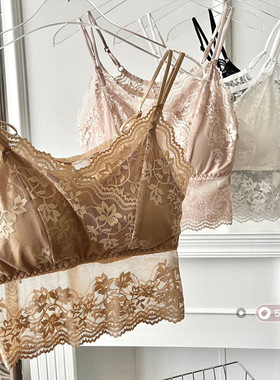 5805性感蕾丝吊带打U美背短款免穿文胸乳胶杯可外穿女士大码内衣