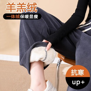 子高腰休闲东北特厚羊羔绒棉裤 女秋冬加绒加厚裤 阔腿裤 雪尼尔窄版