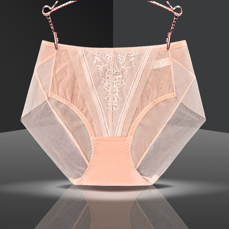 外贸单正品中高腰性感镂空蕾丝士内裤大码无痕收腹薄款三角裤