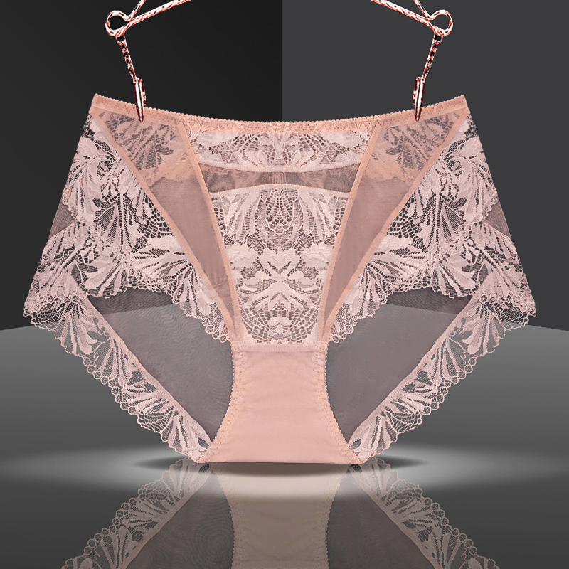 外贸单正品中高腰女士蕾丝内裤性感款式亲肤透气棉裆女士三角内裤