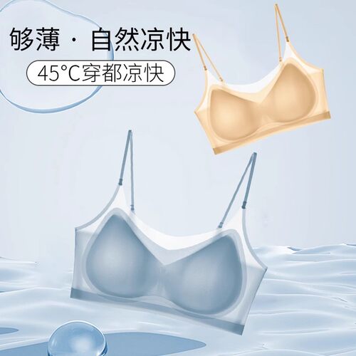 夏季网纱超薄无痕冰丝抹胸内衣女小胸聚拢无钢圈文胸罩背心细肩带