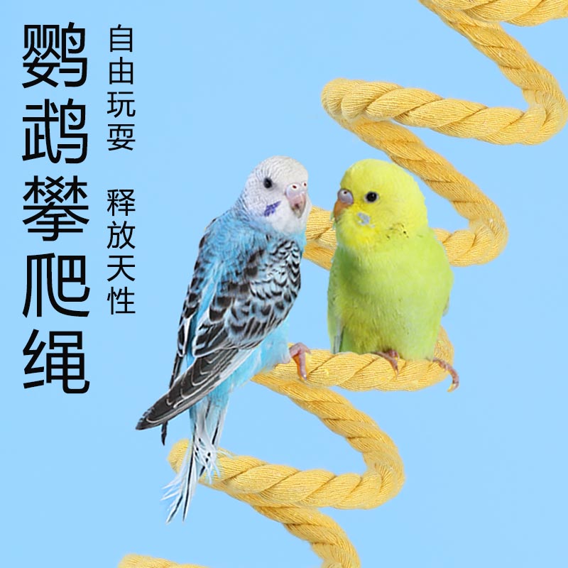 虎皮牡丹玄凤栖架秋千鸟站架子玩具鹦鹉攀爬螺旋棉绳吊绳鸟笼装饰