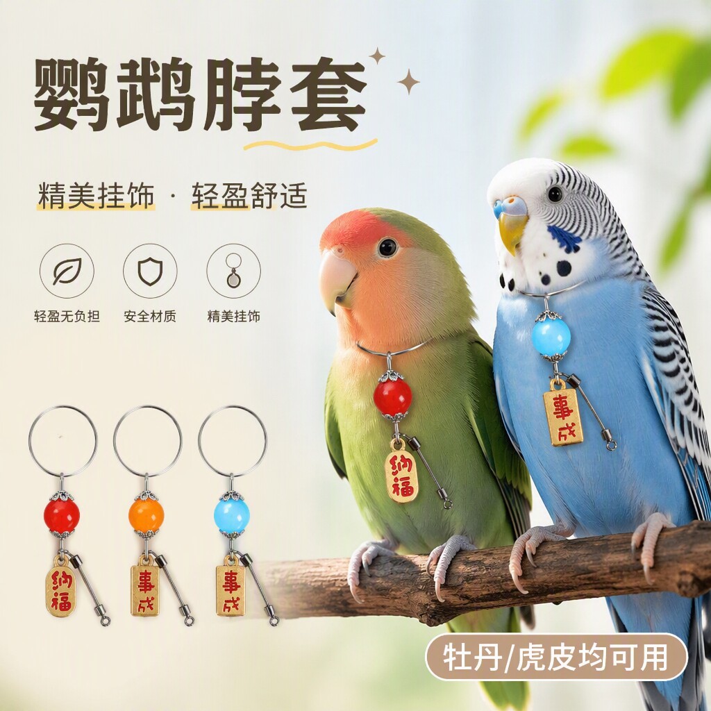 鹦鹉脖套不锈钢材质玄凤牡丹虎皮栓鸟链遛鸟训鸟新款放飞训练脖套