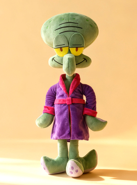 海绵宝宝周边章鱼哥长袍睡衣毛绒玩偶儿童布娃娃公仔紫色章鱼玩具