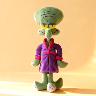 海绵宝宝周边章鱼哥长袍睡衣毛绒玩偶儿童布娃娃公仔紫色章鱼玩具