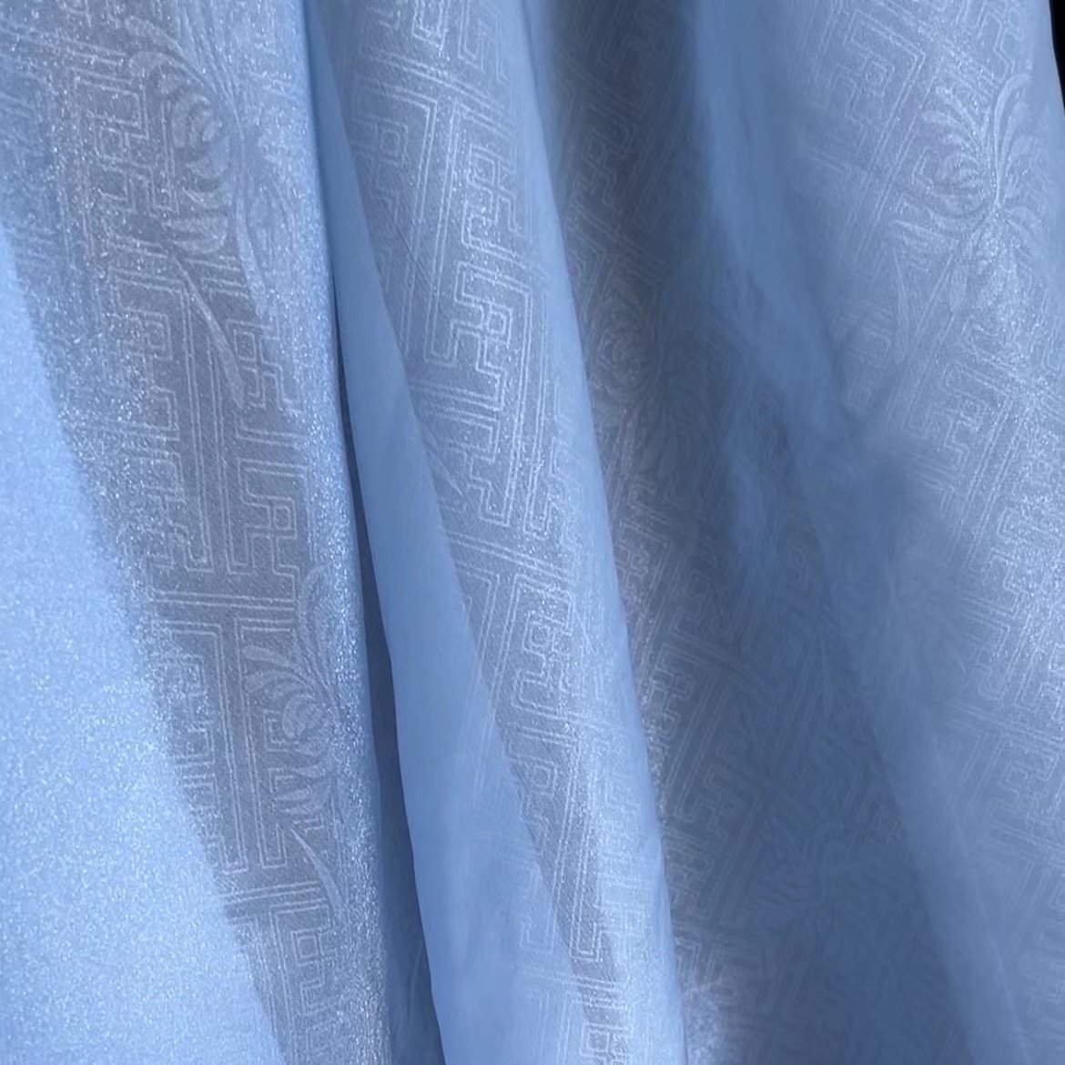 传统回字纹莲花暗纹布料闪光欧根纱马面百迭裙道袍比甲汉服面料