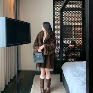 OOPSTUDIO【在逃公主】青果领进口水貂设计师外套