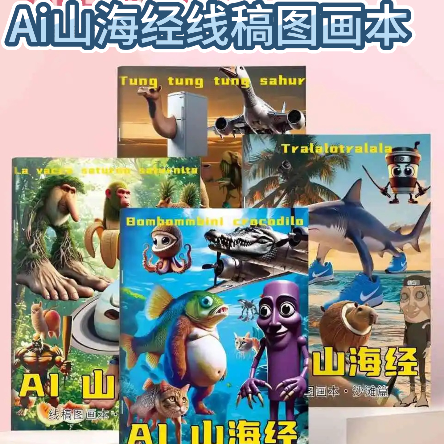 儿童AI山海经绘画本外国山海经线稿图画本学生绘画本涂色本描摹本
