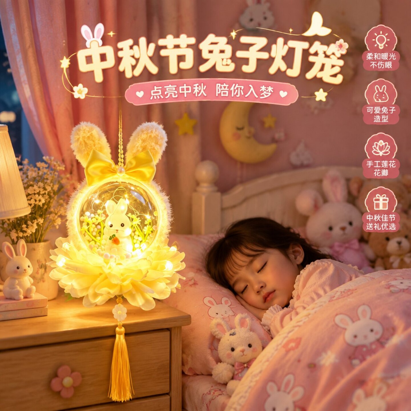 儿童玉兔灯笼中秋节可爱手提挂饰手工节日氛围布置装饰送孩子礼物