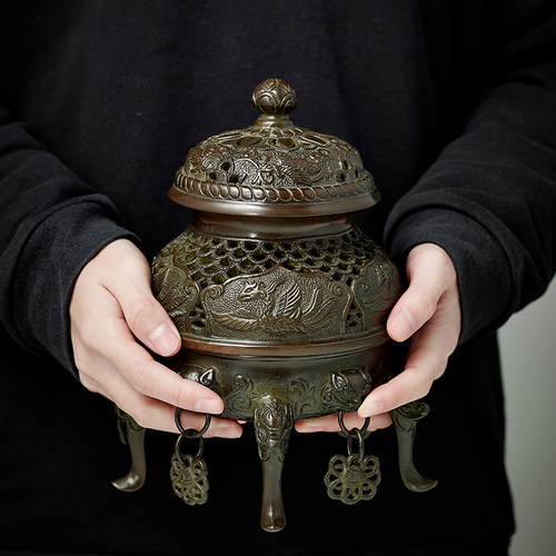 紫铜大号帝王仿古风供佛熏香炉