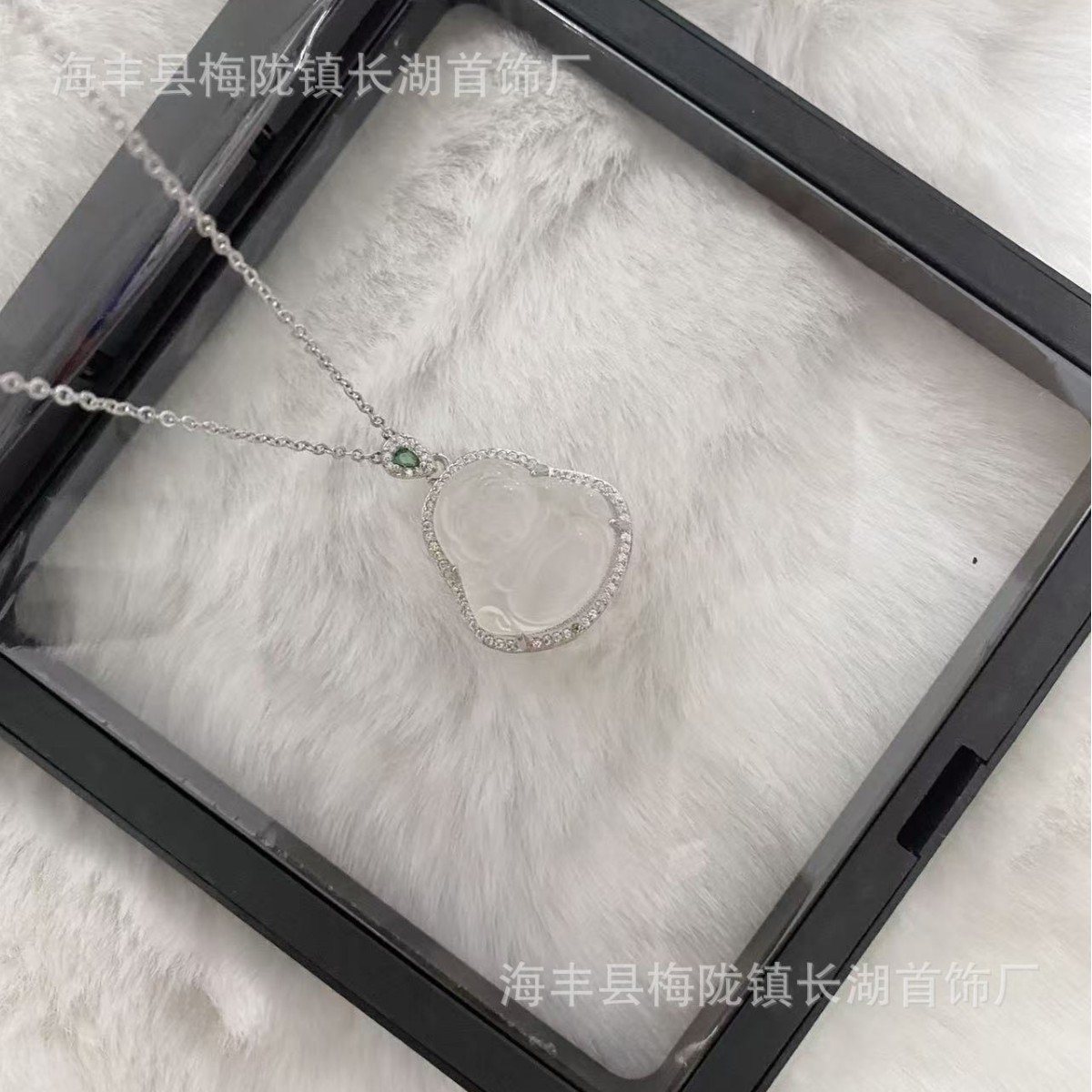 天然玉髓佛公项链新款轻奢实用送妈妈闺蜜礼物纯银毛衣链高级感