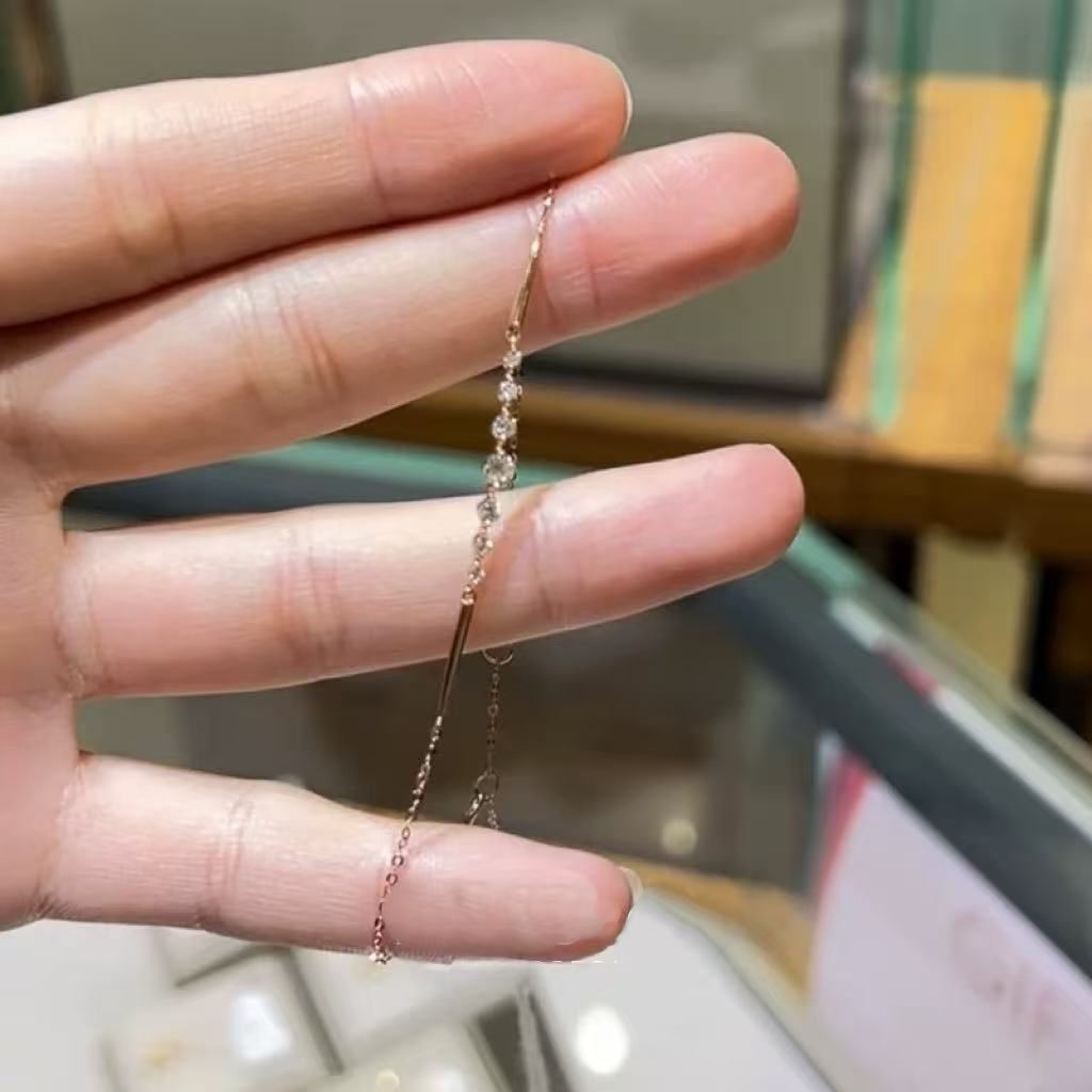 金色7颗闪钻极细手链女款瑞丽轻奢精致手饰配饰