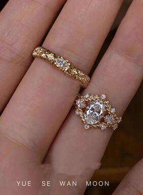 【伊甸园夜晚】vintager中古枝叶缠绕调金闪钻戒指万缕藤蔓食指戒