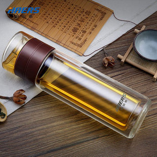 哈尔斯泡茶玻璃杯茶韵功夫双层水杯独立茶仓茶水分离耐热300ml