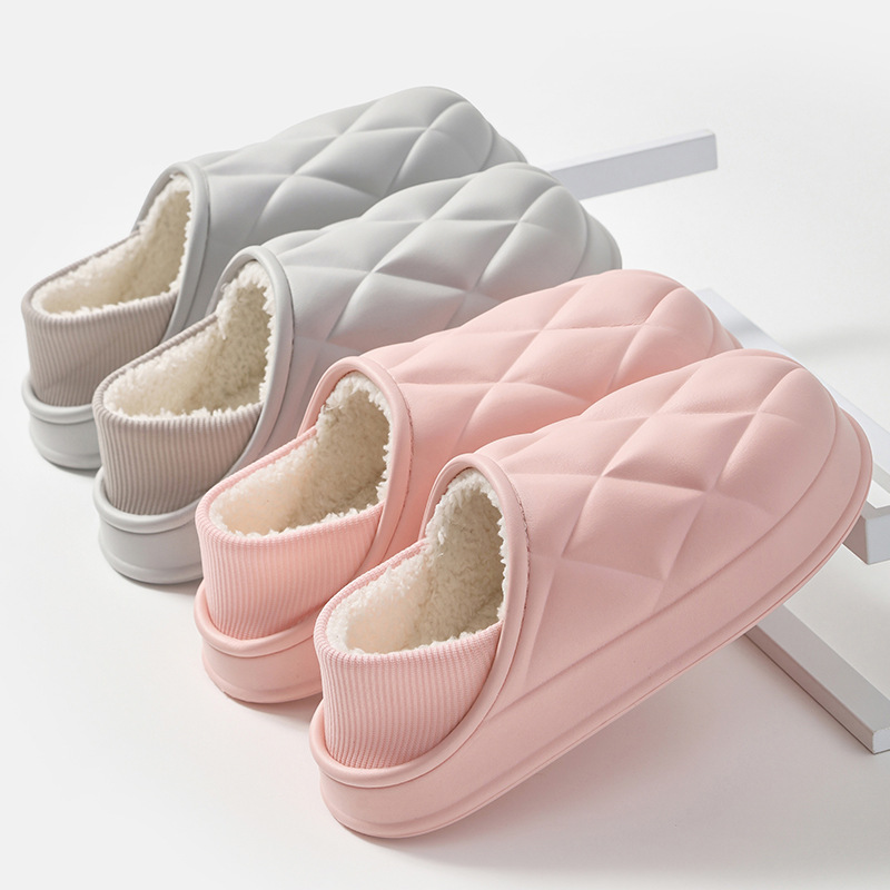 现货冬天棉拖鞋女包跟外穿毛绒鞋加绒居家拖鞋男室内厚底柔软