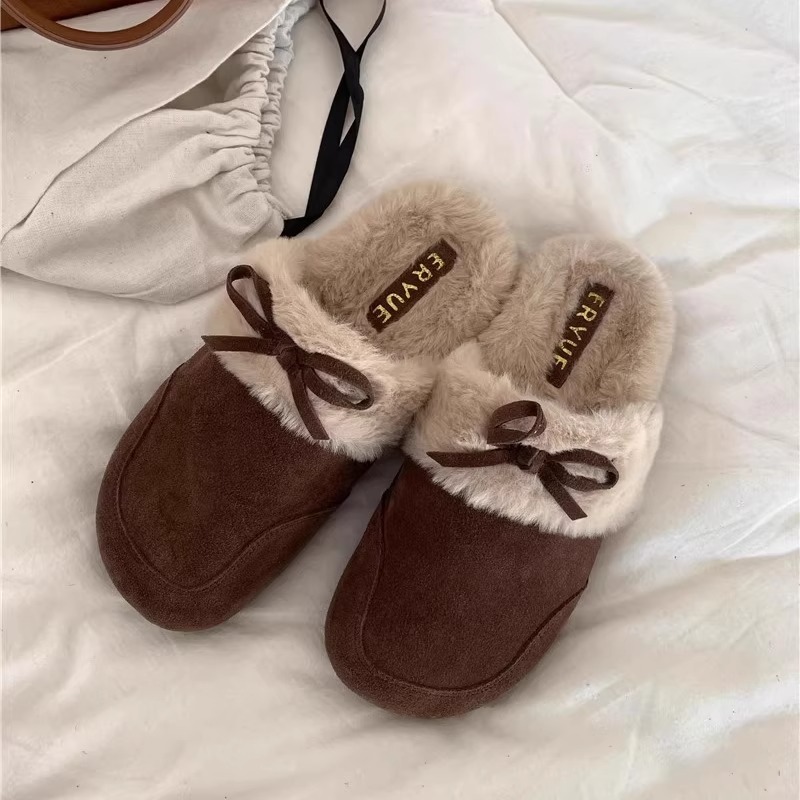 丨勃肯鞋女年秋冬款复古磨砂皮丑萌加绒懒人拖鞋女潮