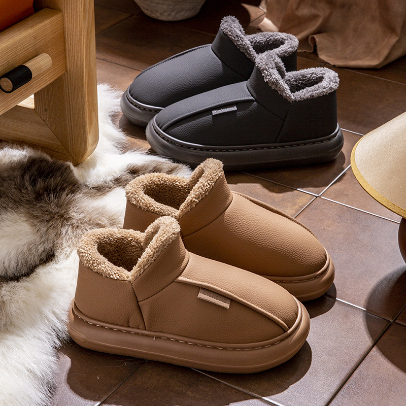 踩屎感棉拖鞋男士冬季包跟外穿新款室内家居毛绒保暖厚底棉鞋