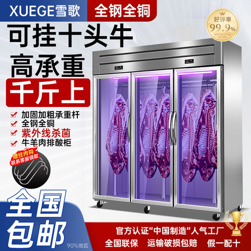 雪歌不锈钢挂肉柜商用牛羊肉保鲜展示柜冷藏冰柜立式冷冻柜排酸柜