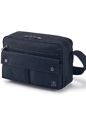 Porter INTERNATIONAL双拉链暗纹斜挎包商务通勤包防水大容量单肩