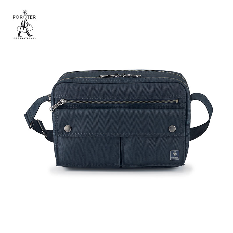 Porter双拉链斜挎包男士休闲包
