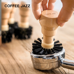 COFFEE 粉碗清洁毛刷吧台器具实木清洁刷圆头刷咖啡手柄毛刷 JAZZ