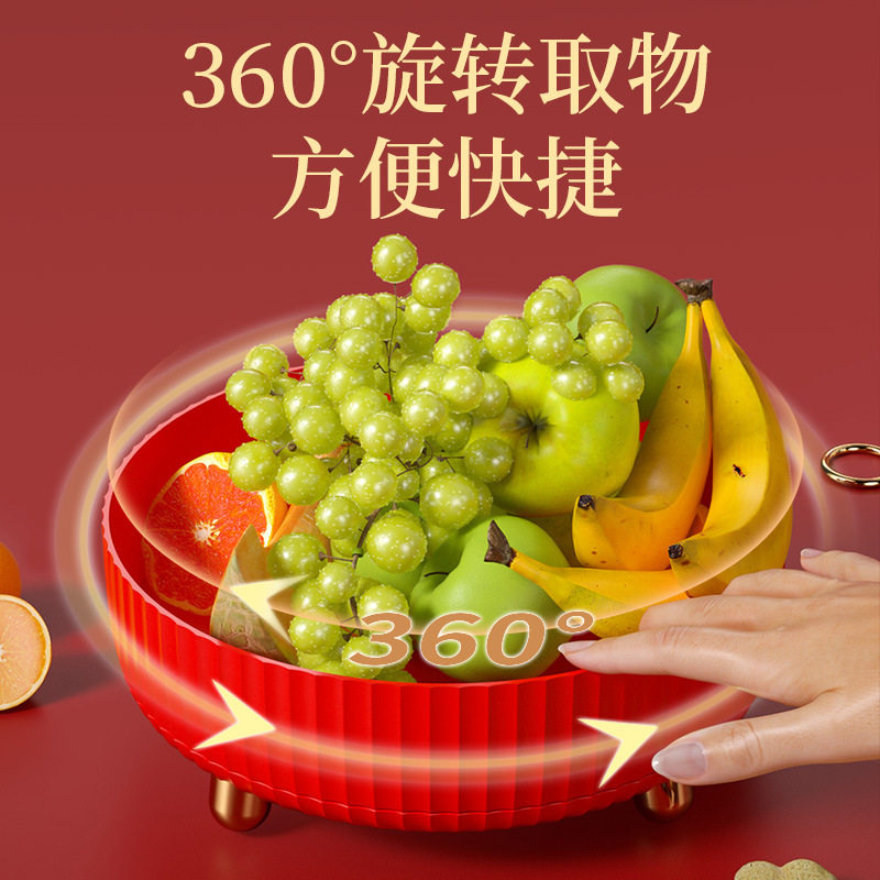 旋转化妆品收纳盒中国红