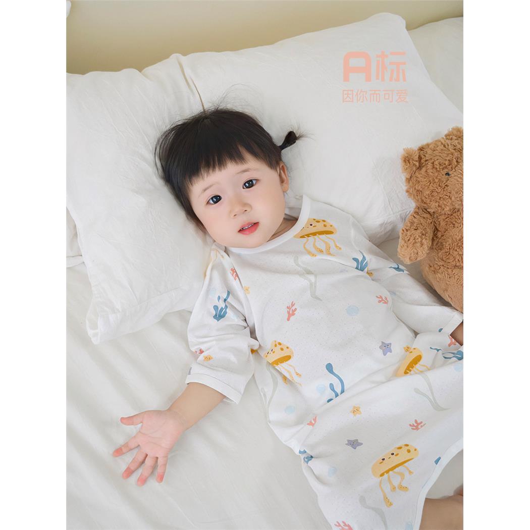 婴幼儿竹棉睡袋夏季宝宝家居服男童空调长袖睡裙女童睡衣儿童睡袍