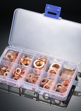 200PCS M5-M14 Copper Washers Gasket Set Flat Ring Seal Assor
