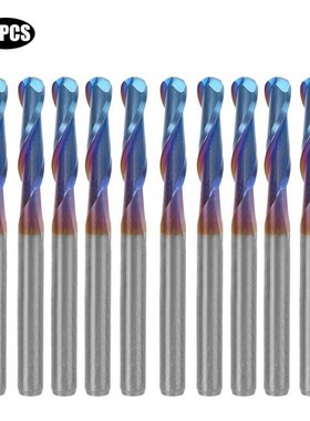 10Pcs Spiral Head Milling Cutter Blue Coating Cemented Carbi