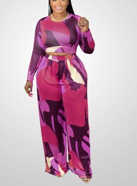 3XL 4XL Plus Size Women Outfits 2 Piece Set Autumn Fashion P