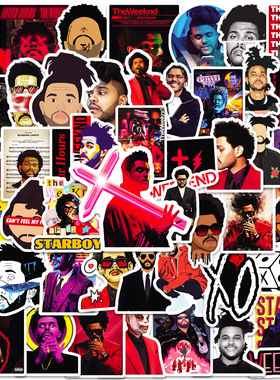 50张欧美the weekend威肯明星贴纸个性电脑手机壳吉他水杯防水贴