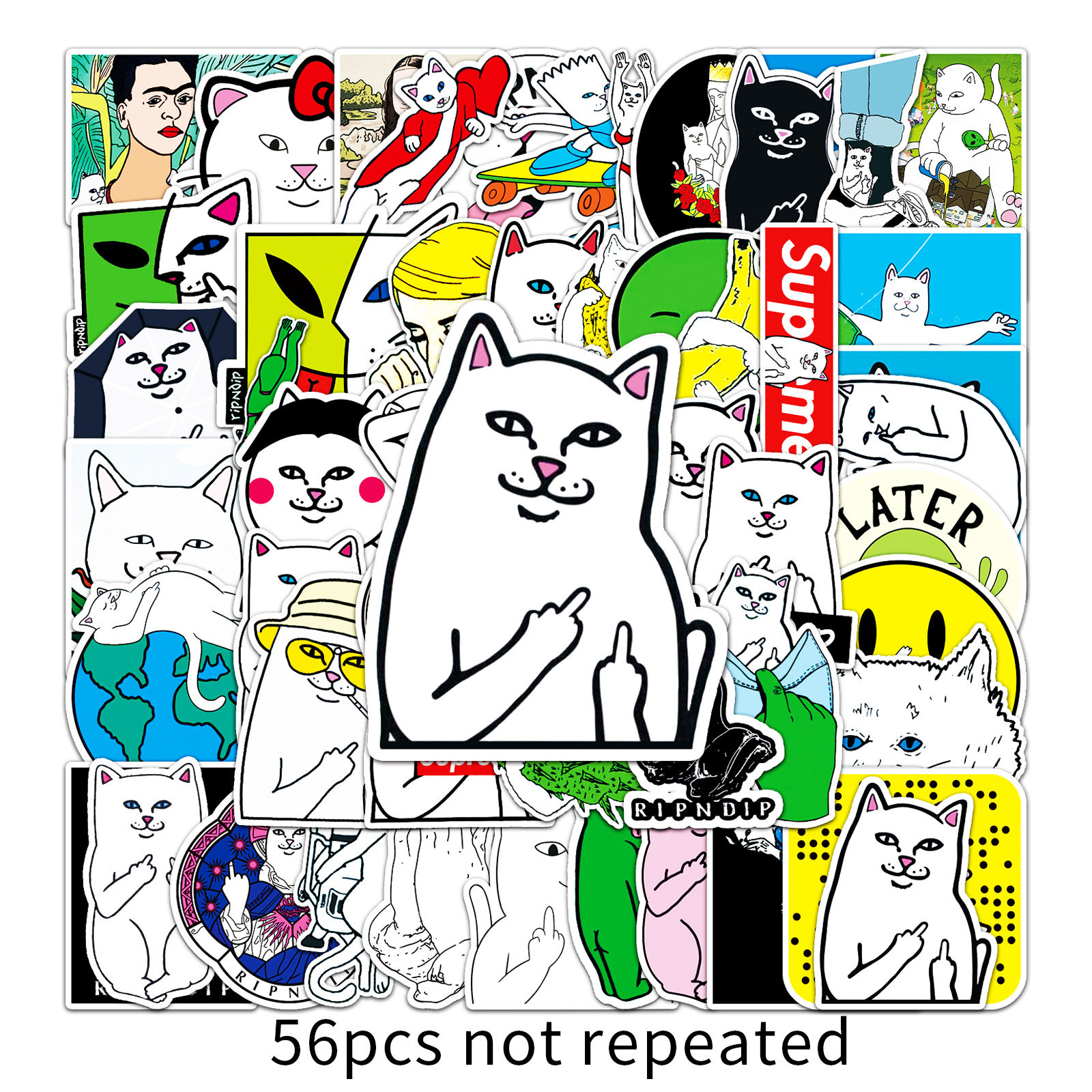 100张欧美潮牌中指涂鸦卡通贴纸