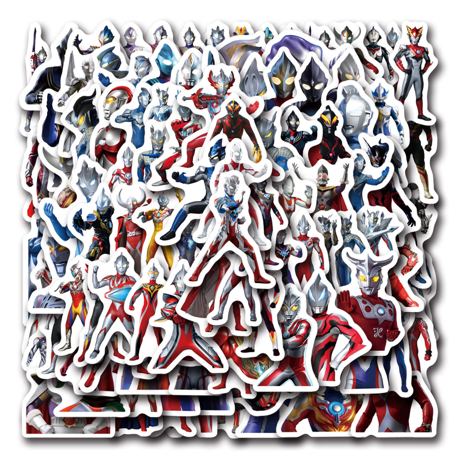 50张卡通迪迦赛罗欧布超级英雄贴纸电脑手机滑板车儿童水杯贴画,3C数码配件,笔记本个性小贴纸,淘宝优惠券,粉丝福利购,淘宝优惠卷