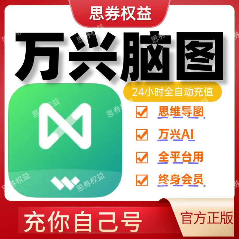 【官方正版】万兴脑图终身会员三件套361天vip1年送半年6个月合一图片