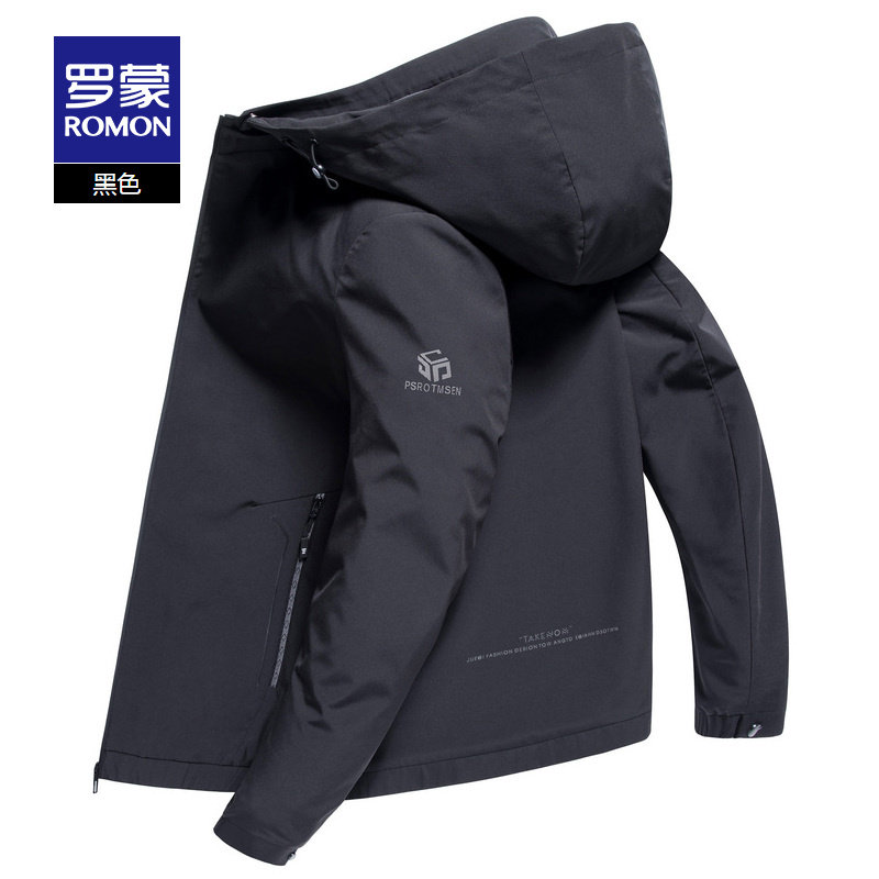 一衣三穿夹克】罗蒙薄款男装百搭夹克可拆帽防风春秋男士休闲外套