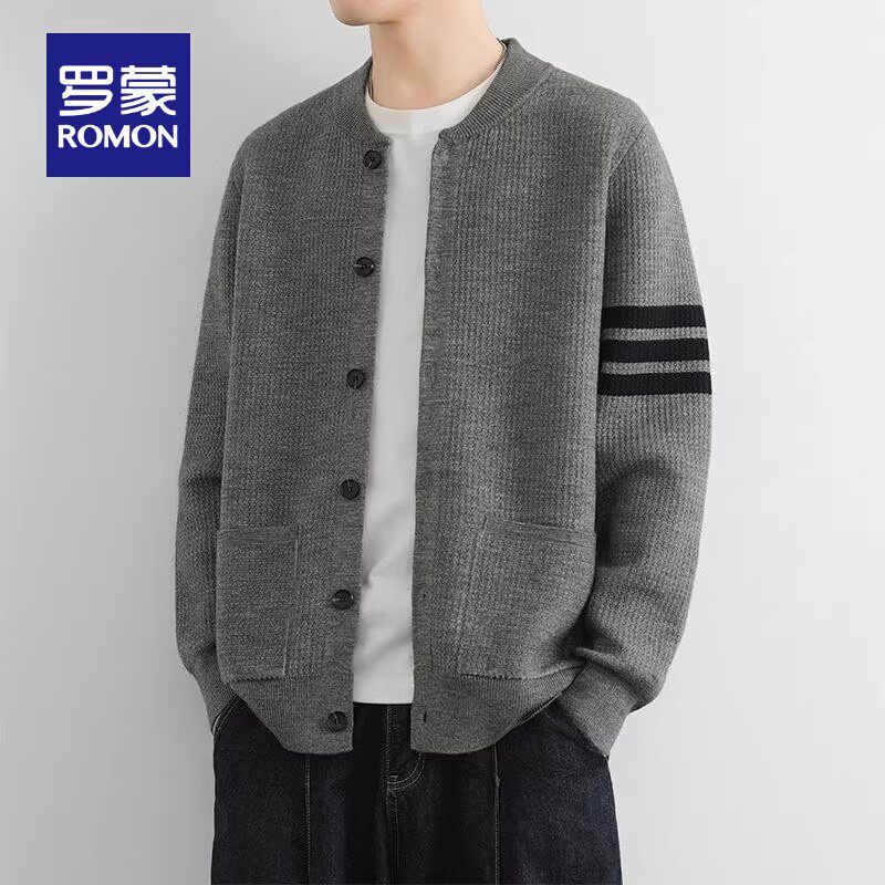 罗蒙春秋针织衫开衫男士高级感品质外套男装春秋毛衣外穿青年品质