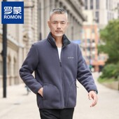 爸爸装 Romon 罗蒙中老年爸爸休闲外套中老年男士 加厚保暖摇粒绒