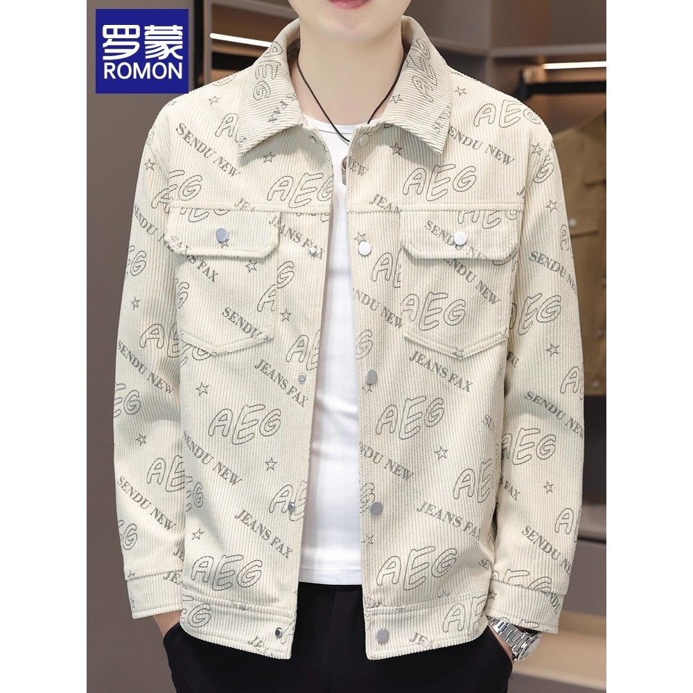 罗蒙夹克男春秋季2025新款修身男装褂子上衣潮流冬装男士工装外套