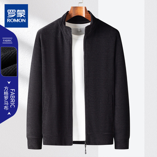 2025罗蒙官方官网正品方格灯芯绒立领外套秋冬季新款百搭夹克男