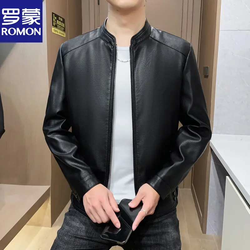 Romon新款男士皮衣夹克