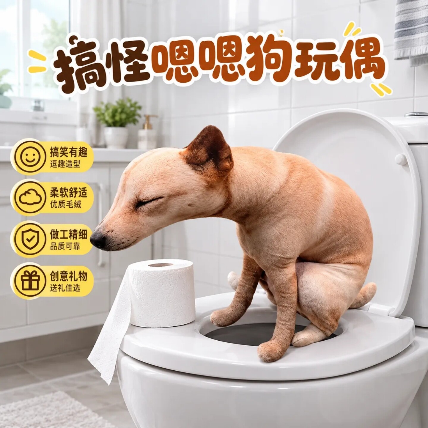 嗯嗯狗玩偶抱枕抽象猎奇拉屎狗