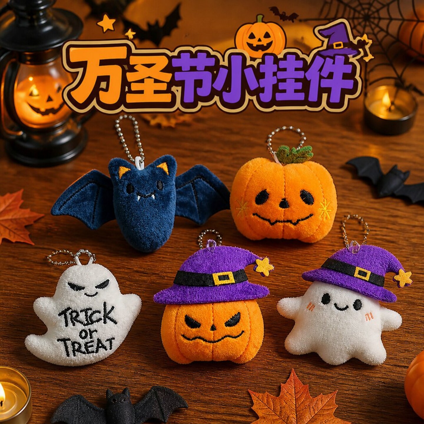 万圣节搞怪南瓜蝙蝠幽灵毛绒挂件