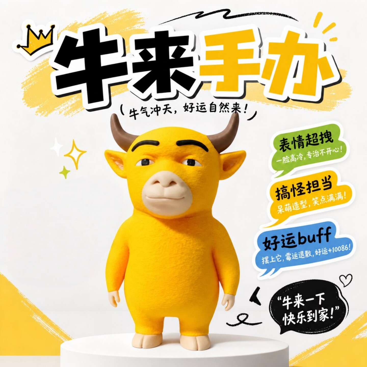 牛来手办3d打印桌面摆件