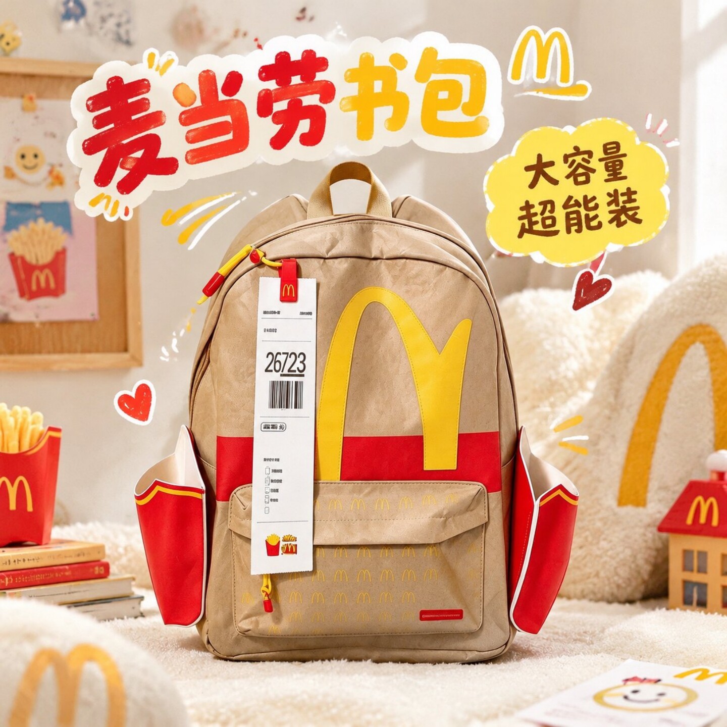 麦当劳书包大容量双肩包